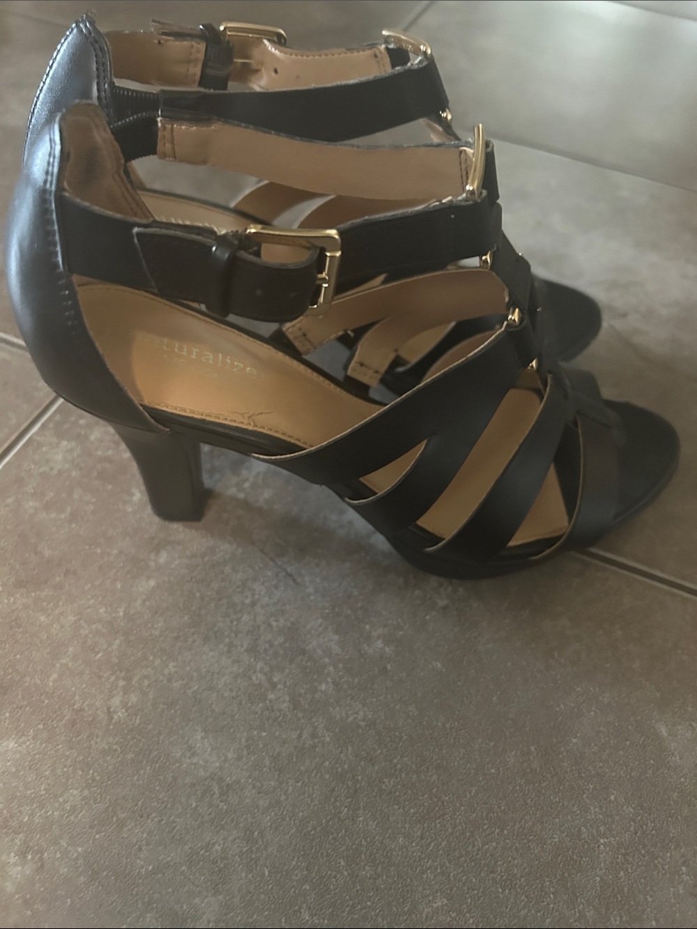 Naturalizer Dafny Black High Heel Sandals with Buckle Detail
